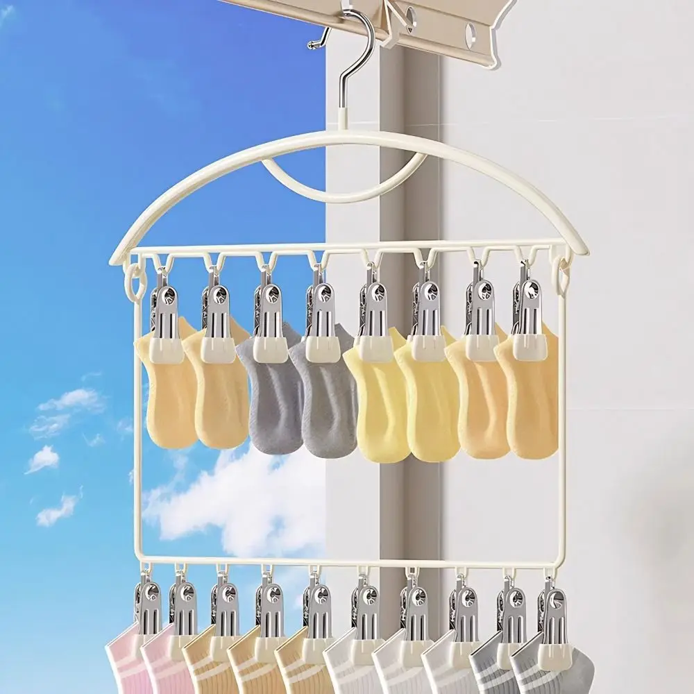 18개 클립 양말 건조대 스테인리스 스틸 대용량 멀티클립 양말 건조 걸이 녹 방지 방풍