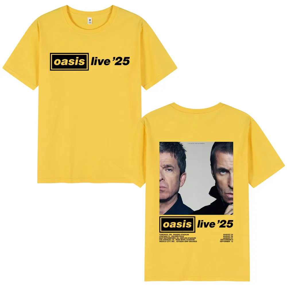 O-Oasis Live 25 Tour T-Shirts British Rock Band T-shirt Mens
