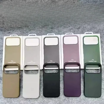 Orginal Premium Genuine Leather For MagSafe Charging Case With Box For IPhone Air 17 Pro Max Metal Buttons Anti-Drop Back Cover 1
