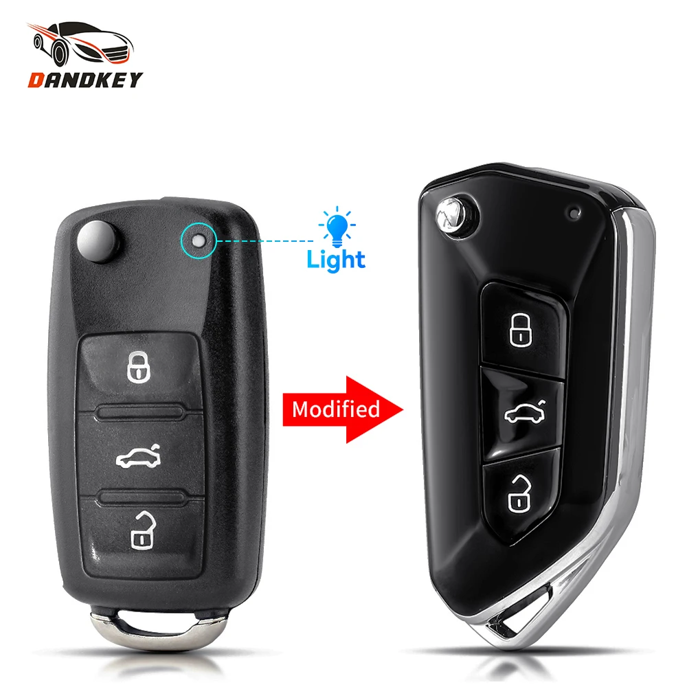 

Dandkey 3 Buttons Modified Flip Remote Key Fob Shell Case For VW VOLKSWAGEN Caddy Eos Golf Jetta Beetle Polo Up Tiguan Touran