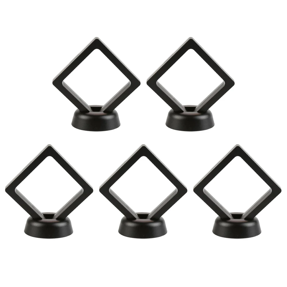 

5pcs 3D Floating Display Case Stands Holder Dustproof Storage For Pendant Necklace Bracelet Rings Jewelry Coin Display Stand Box