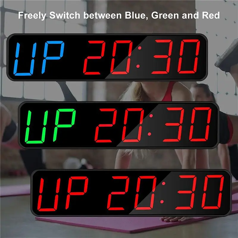 A32I 체육관 타이머, 휴대용 간격 타이머 대형 LED 디지털 안티 버티고 디스플레이, 홈 체육관 차고 피트니스용 운동 시계
