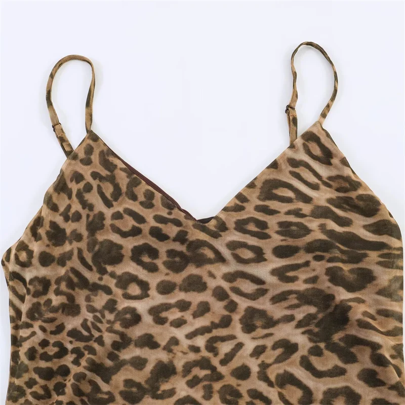 Nouvelle Robe d’été 2026 pour Femme, Imprimé Léopard, Bretelles Fines, Coupe Trapèze, Longueur Midi, Style Sexy, Tendance Sauvage et Individuel