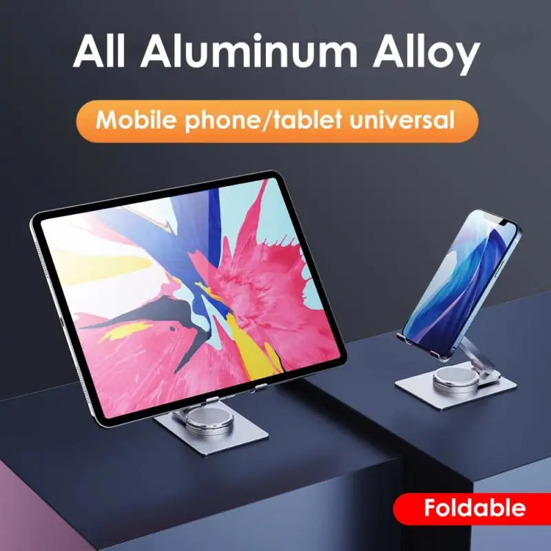 RYRA Aluminum Desktop Phone Holder Stand 360° Rotation Heat dissipation Metal Foldable Bracket For iPad Phone Within 12.9inch