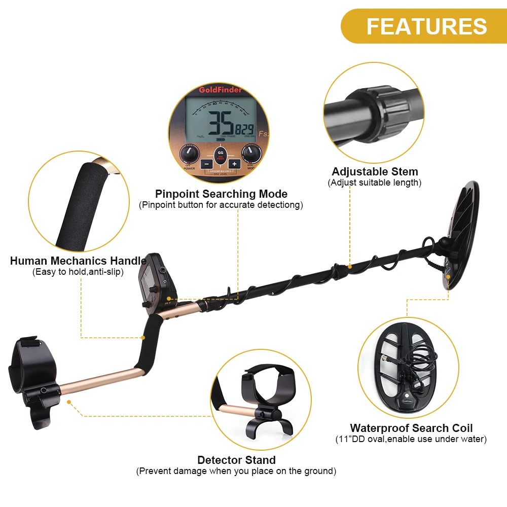 Dual Chassis Metal Detector FS2 High Sensitivity Professional Metal Detector Underground Depth 3m Scanner Search Finder