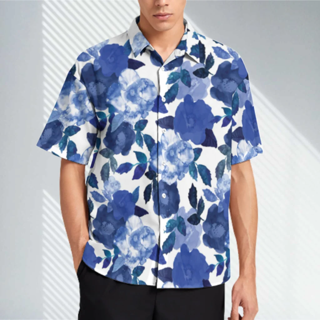 

Short sleeved floral shirt Hawaiian Hainan beach wear travel couple loose casual shirt