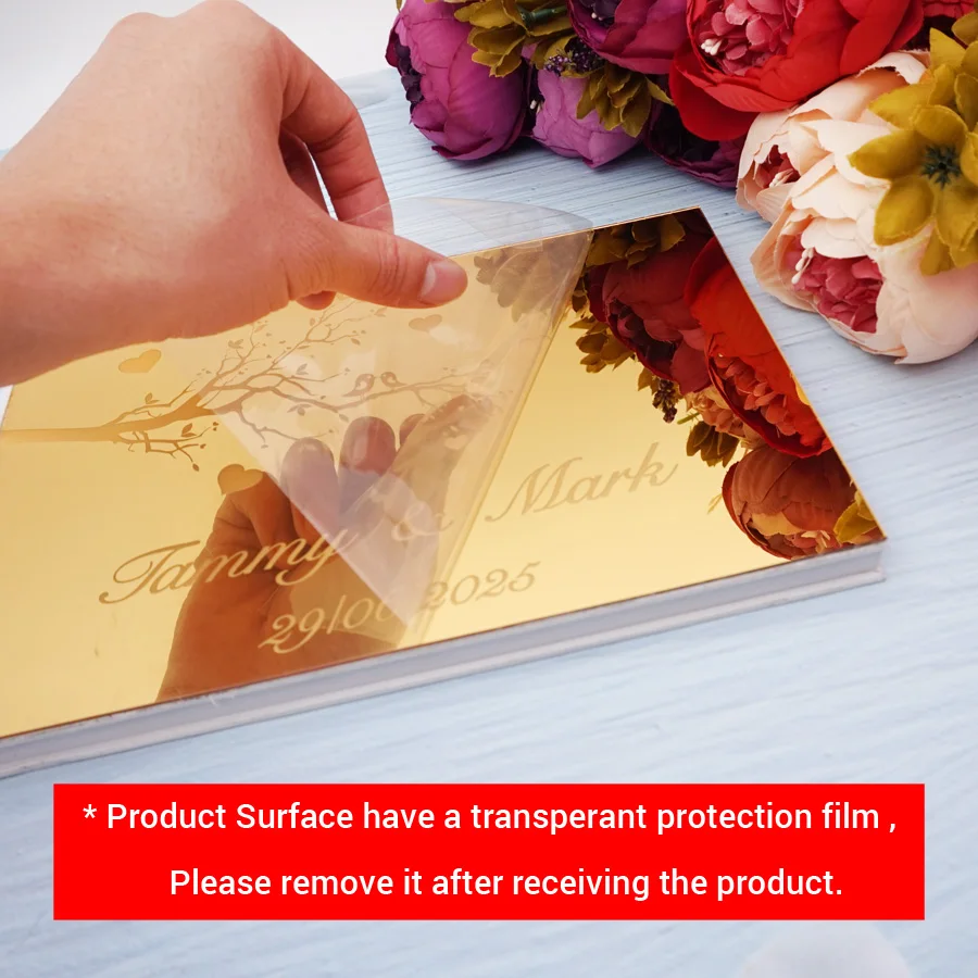 Acrylic Mirror Hardcover Wedding Party Gift Personalized Wedding Book Guest Signature Book 25*18cm