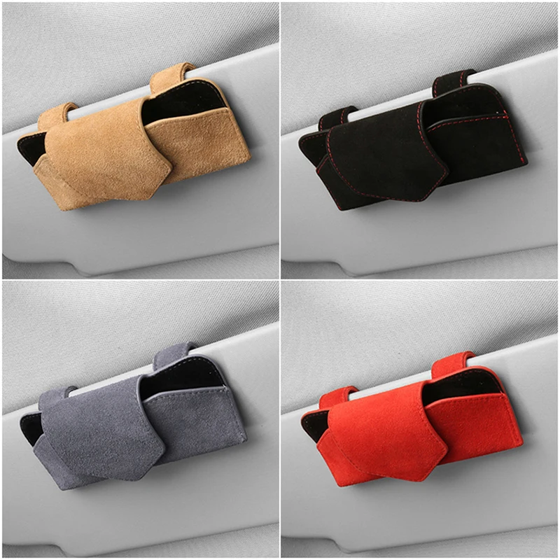 Car Visor Sunglasses Case Suede Eyeglasses Clip Organizer Eyeglasses