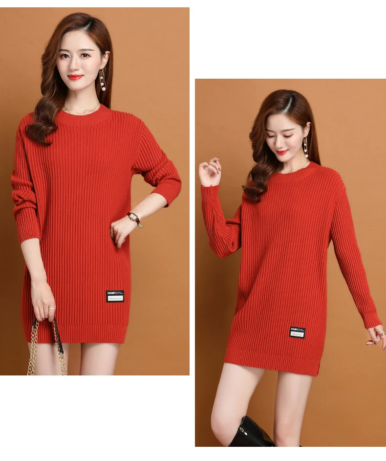 Neue Mittlere Länge Langarm Rundhals Frauen Pullover Neue Pullover Herbst Winter Tops Weibliche Pull Pullover Espero – Detail 17