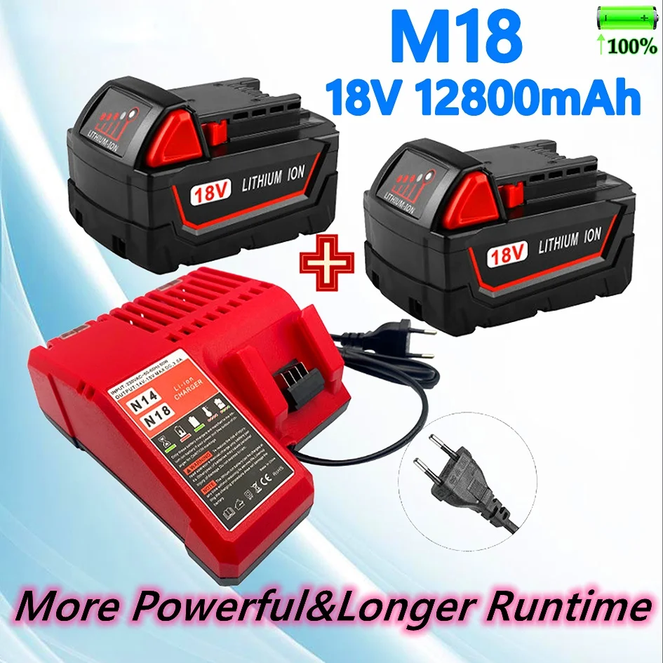 18v 12800mah Liion Battery Tool For Milwaukee M18 48111815 4811