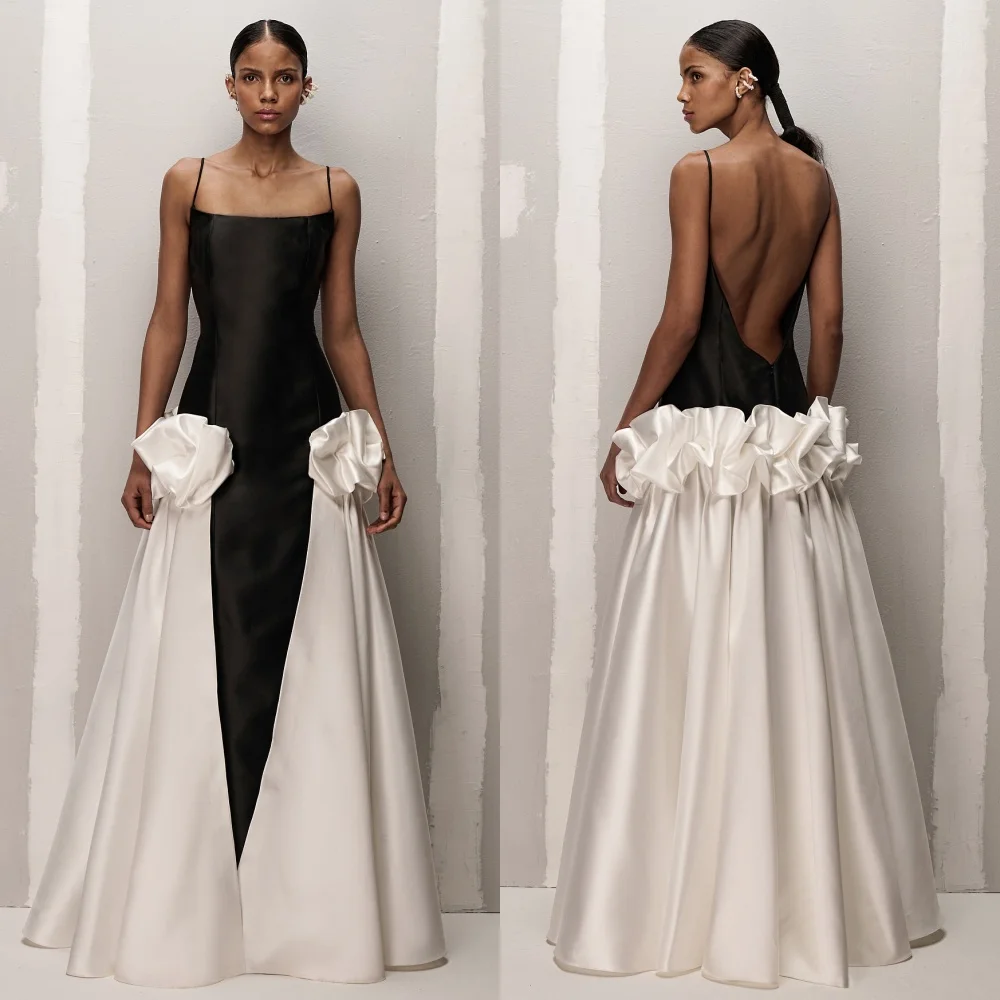 Customized Charmeuse Ruched A-line Spaghetti Strap Long Dresses Bespoke Occasion Elegant Fashion High Quality
