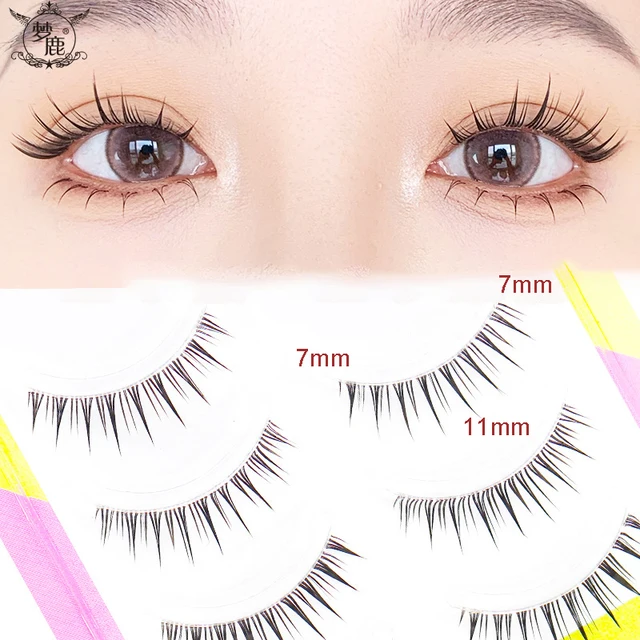5 Pairs W-1 False Eyelashes Little Devil 0.14mm Thin Transparent Stem Natural Comic Eyes Spiked Eyelashes Make Up