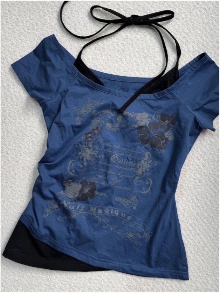 トップス 00s fake layered cotton tee y2k archive Sbbcb8715b253453ab3deb818d7259