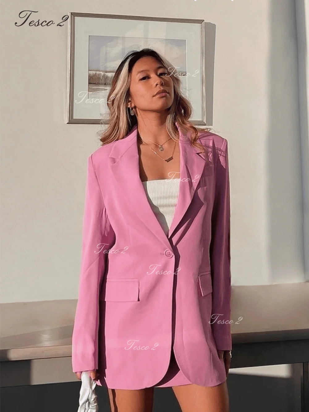 Casual Jacket Women Suit Loose Casual Peak Lapel Long Sleeve Jacket Suit For Women Chic And Elegant Woman Set