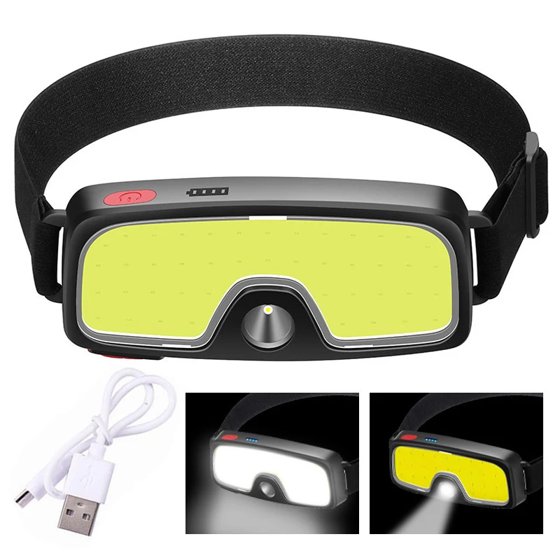 

COB Headlights New Trend Outdoor Household Portable LED Headlight with Built-in 1200mah Battery USB Rechargeable Head Lamp