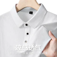 Polo homme M-7XL 8XL 9XL Nouveauté été – Polo homme à manches courtes en soie glacée de haute qualité – Polo décontracté et professionnel pour homme A99 5