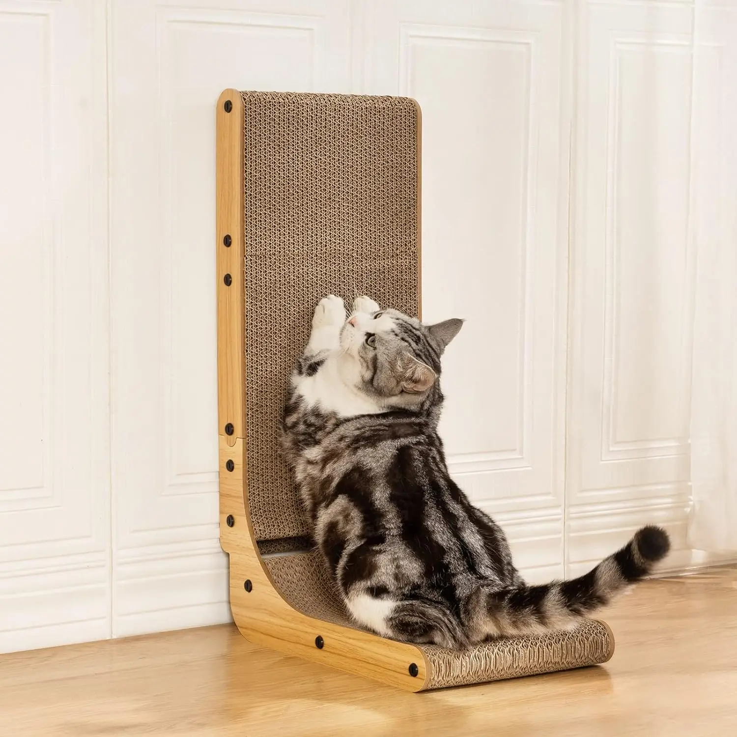 

L Shape Cat Scratcher, 26.8 Inch Cat Scratchers for Indoor Cats, Protecting Furniture Cat Scratch Pad, Cardboard Cat Scratching