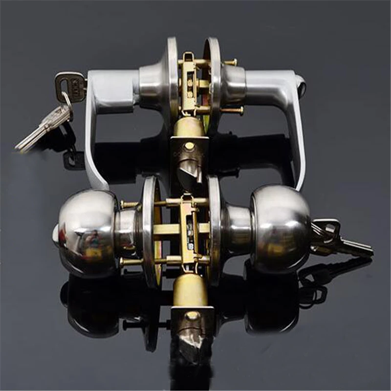 Aluminum Alloy Round Door Knobs Rotation Lock Knobset Handle Metal Door Knob With Key For Bedrooms Living Rooms Bathrooms