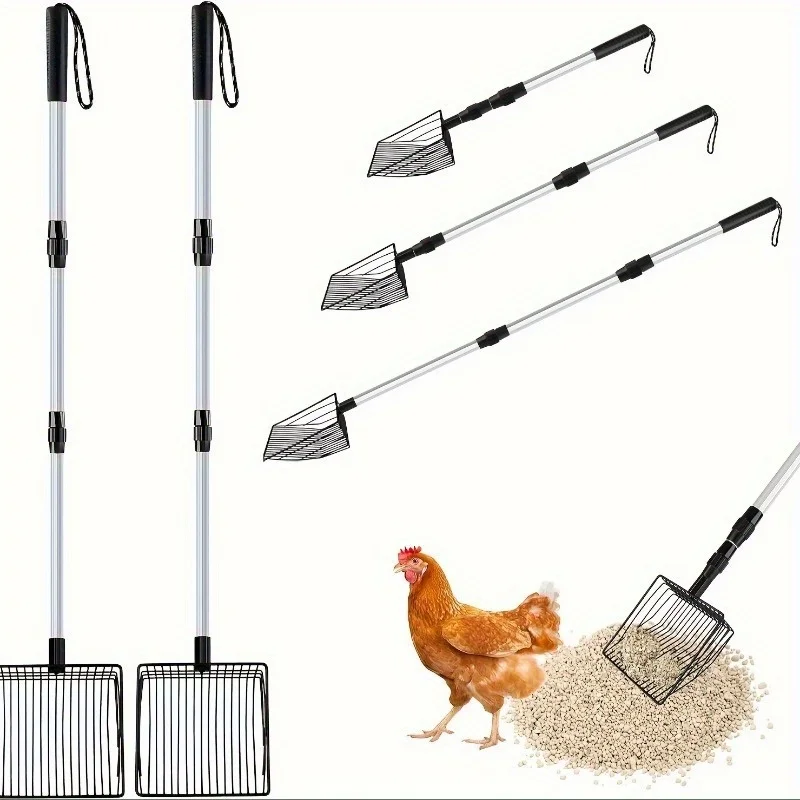 Retractable Chicken Coop Rake And Cat Litter Scoop Garden Tool_voghion.com