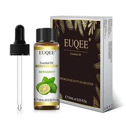 EUQEE 10ml Aromatic Essential Oils Variety Pack - Eucalyptus, Spearmint, Vanilla, Lavender, Lemon, and Oregano for Diffusers, Soap & Candle Crafting (Bergamot)