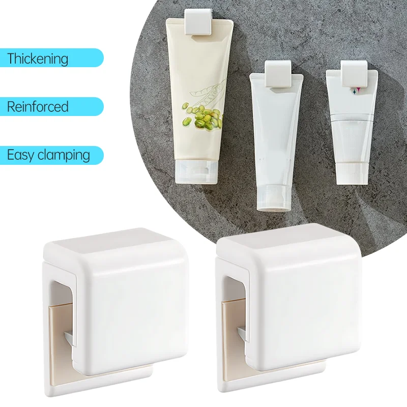 Wall-mounted Toothpaste Holder Self Adhesive Toothpaste Storage Rack Waterproof Facial Cleanser Clip Bathroom Accessories