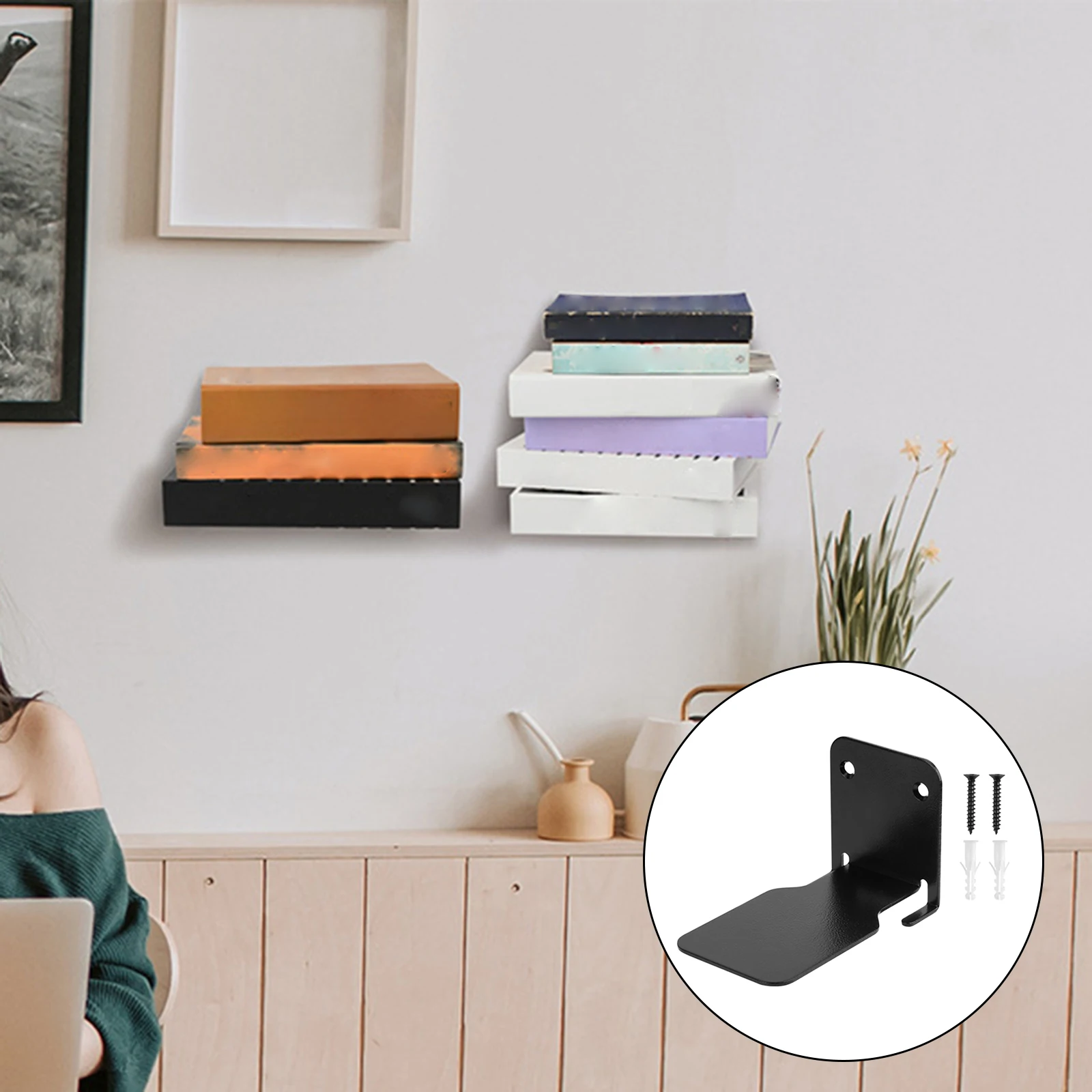 Book Display Stand Corner Wall Shelves Invisible Floating Bookshelf Shelves Wall Mounted Book Organizer for Home Entryway Bedroom Wall Ledge Bookcase Organizer