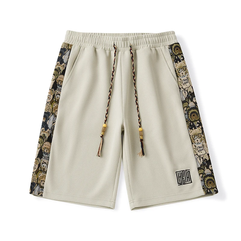 Summer Fashion New Men's Five Pants Drawstring Elastic Waist Beautifully Embroidered Shorts Loose Breathable Men's Clothing 2