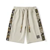 Summer Fashion New Men's Five Pants Drawstring Elastic Waist Beautifully Embroidered Shorts Loose Breathable Men's Clothing 2