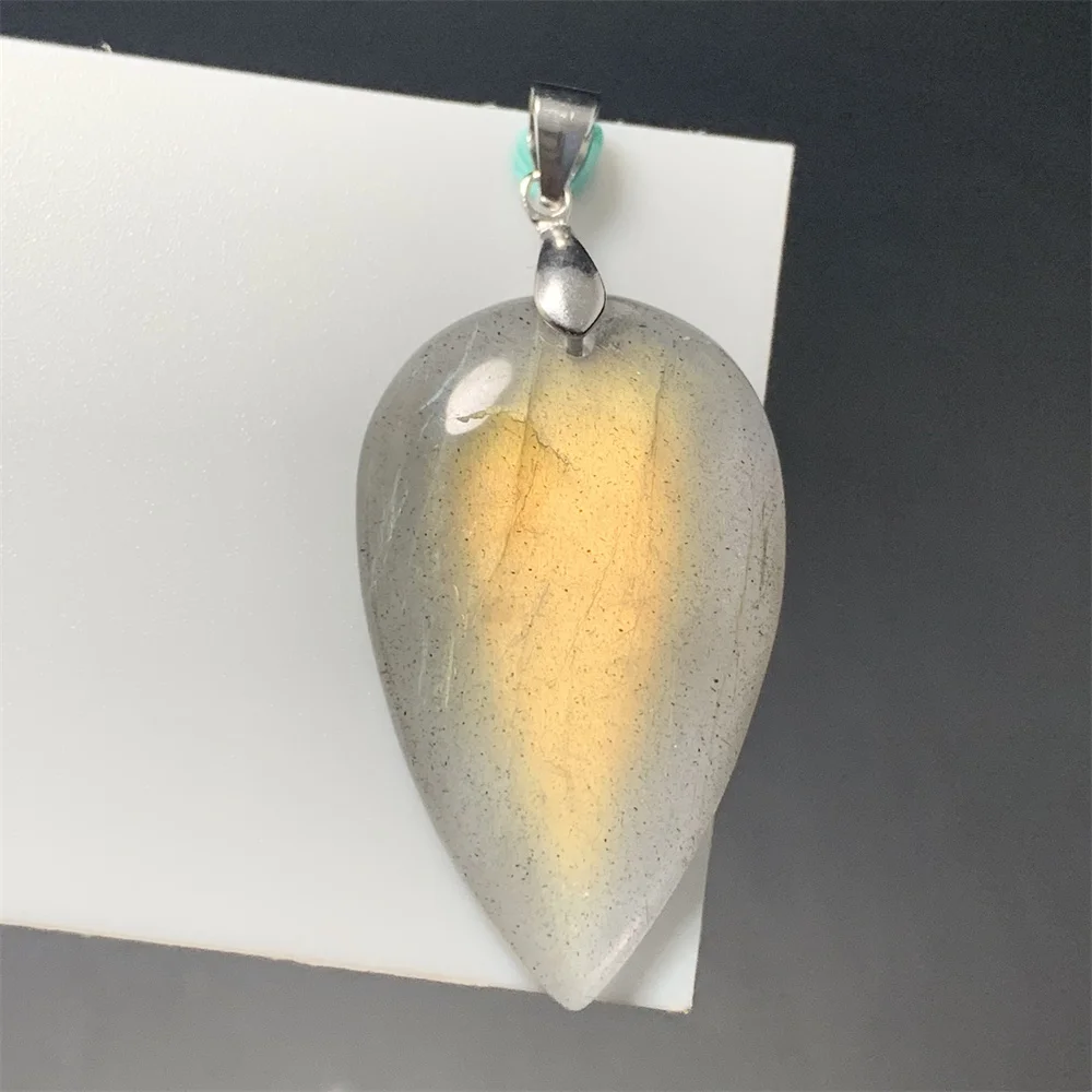 Natural Transparent Sesame Labradorite Pendants Women Clear Jelly Blue Orange Rainbow Light Labradorite Beads pendant necklace