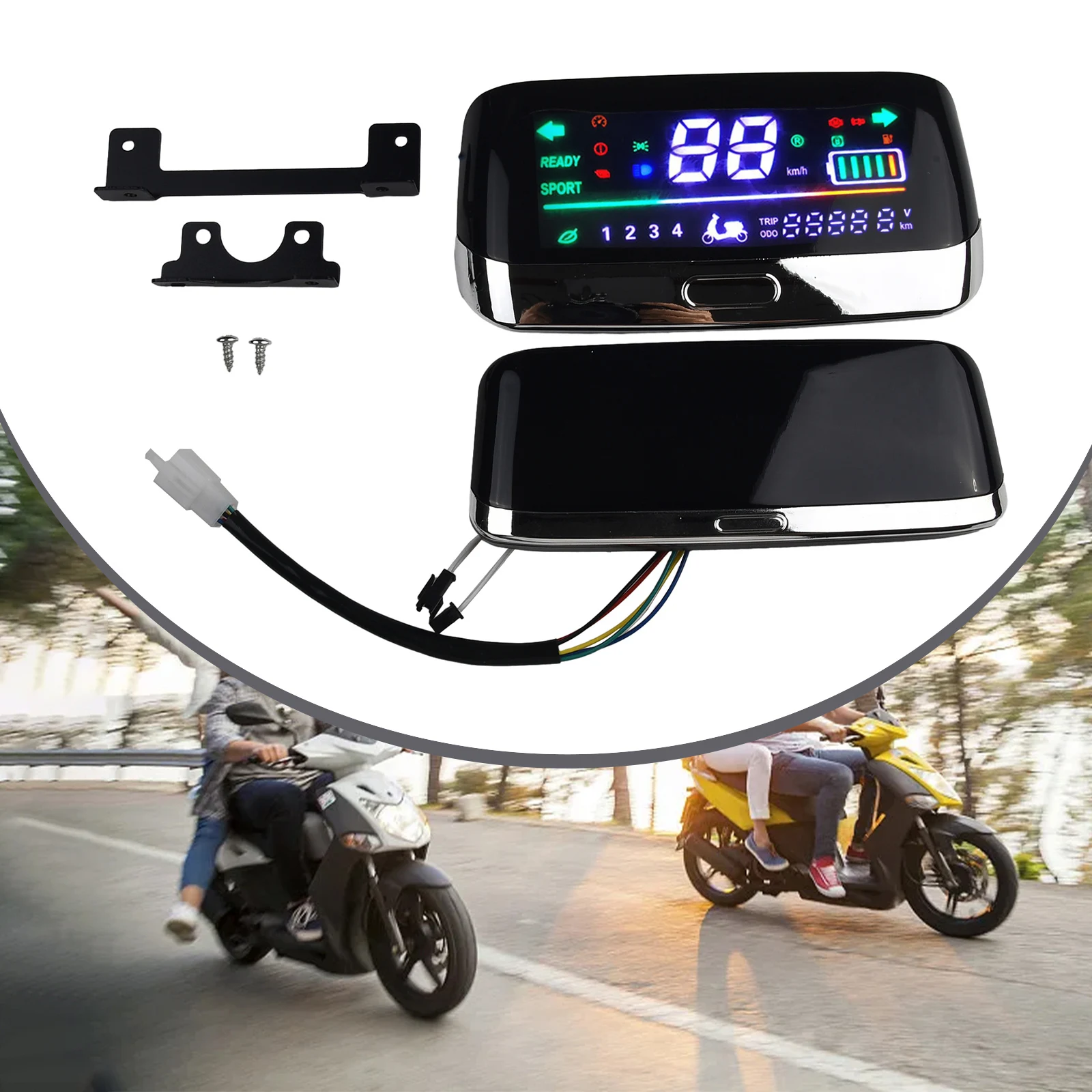 Enhanced Electric Bike LCD Speedometer Screen for E-Bicycles and Scooters, 48-72V Display