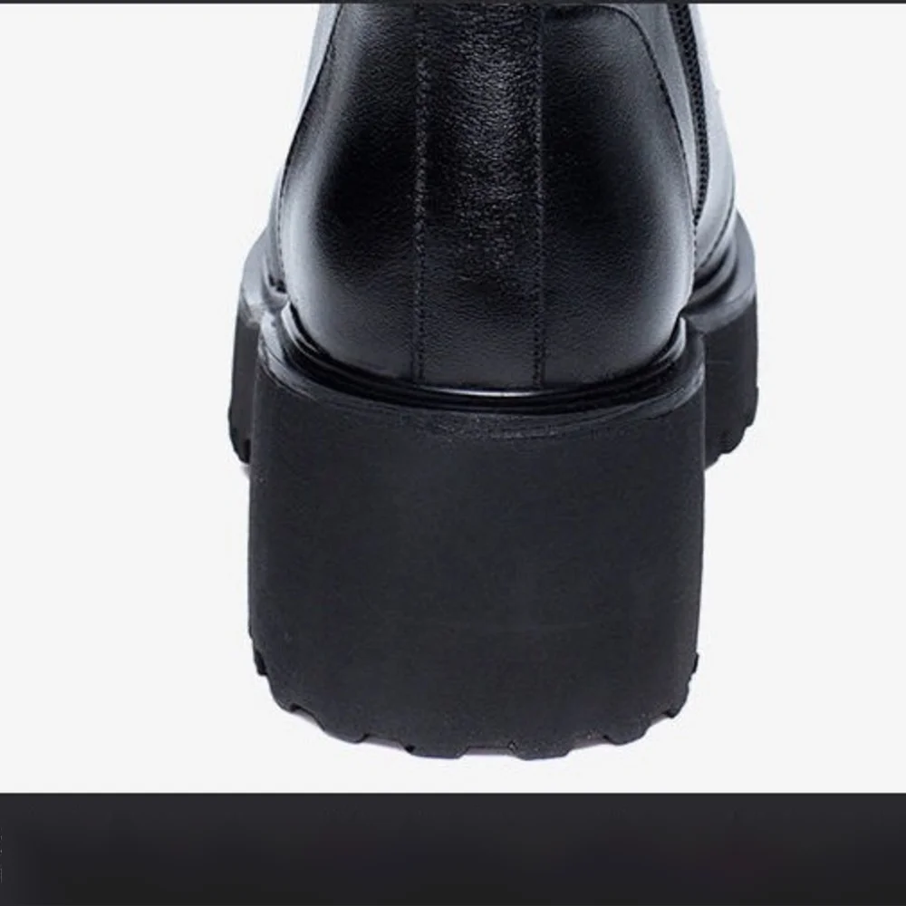 Echtes weiches Leder Martin 2024 Neue Herbst-/Wintermode Dicker Absatz Schnürstiefel für Kinder Vielseitige Stiefel Damenschuhe_voghion.com