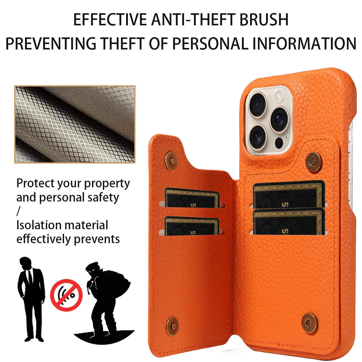 Stylish PU Leather Phone Case with Magnetic Closure & Built-in Stand