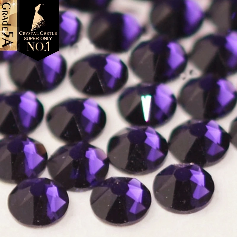 

Crystal Castle 5A 2038 Top Hot Fix Strass Purple Velvet Iron On Transfer Stone Clothes Bling Diy Glass Hotfix Rhinestones 5APV