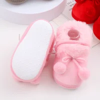 Winter Snow Baby Boots Faux Fur Warm Fluff Balls Indoor Cotton Soft Sole Infant Newborn Toddler Baby Shoes 0-18M 3