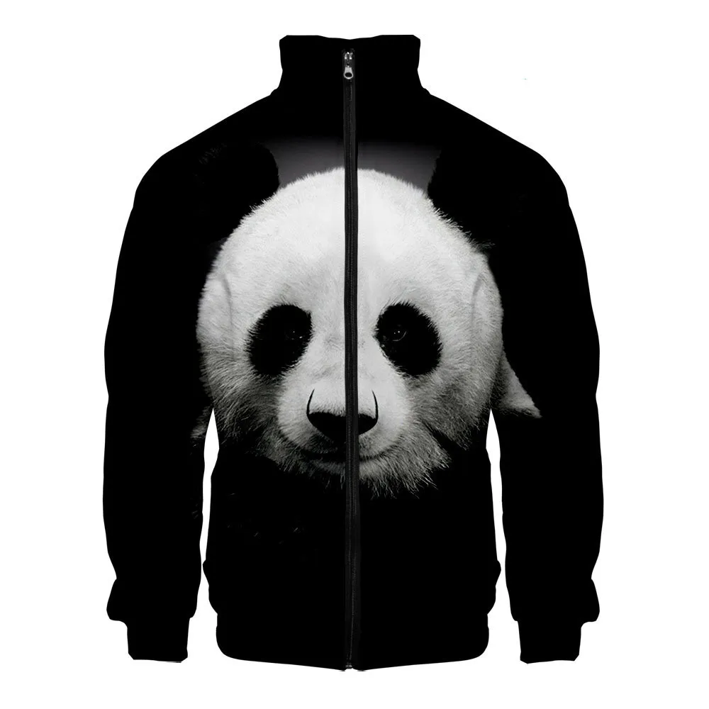 Cute Panda 3D Stand Collar Hoodies Men Women Zipper Hoodie Casual Long Sleeve Jacket Coat Clothes