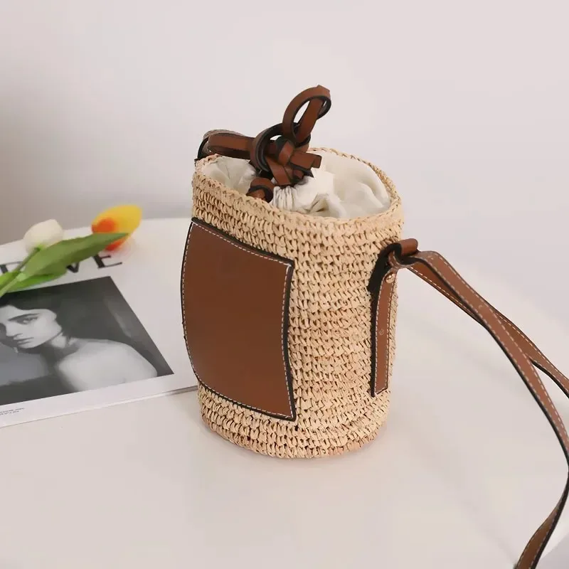 2025 New Raffia Straw Bucket Bag Woven Crossbody Bag for Beach Vacation Versatile Summer Bag Fashionable Country Style - Image 4