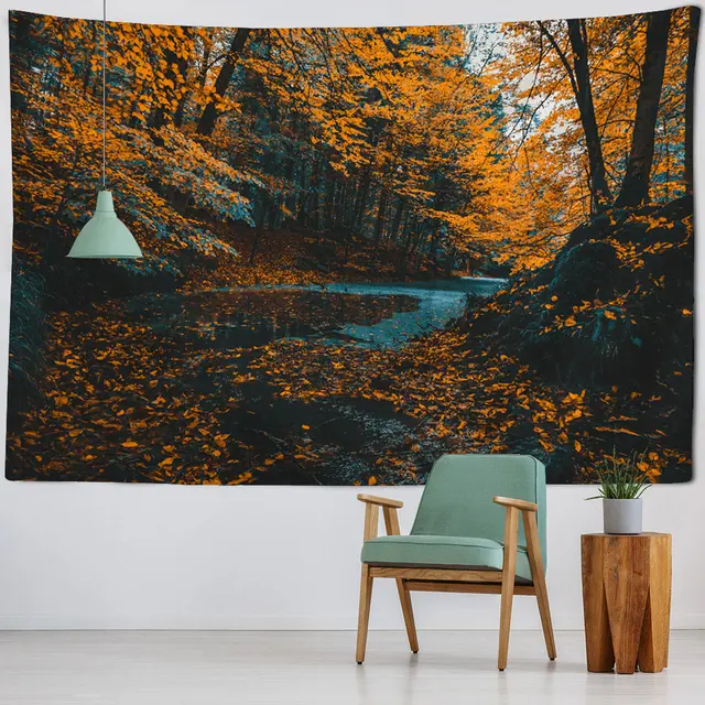 Paysage naturel de tapisserie de montagne et de rivière, tenture murale de cascade de jungle, adaptée à la décoration de la maison, du bureau et du dortoir 5