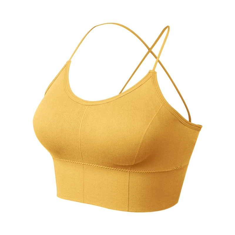 VEQKING Women Cross Strap Sports Bra Top Women Push Up Sport Bra Yoga Gym Crop Top Brassiere Fitness Sport Breathable Bras