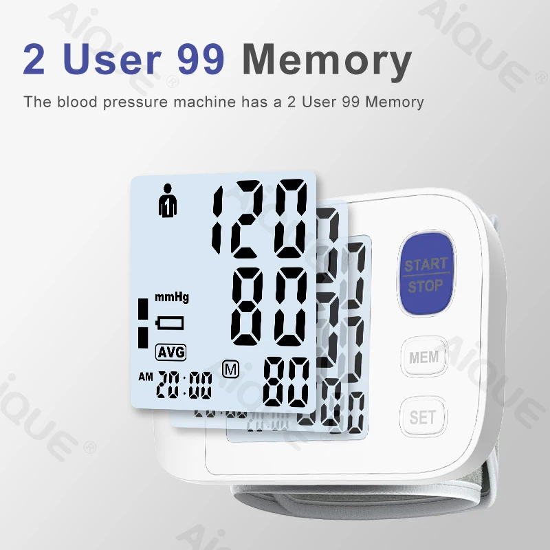 Automatic Digital Wrist Blood Pressure Monitor LCD Sphygmomanometer Tonometer Tensiometer Heart Rate Pulse Meter BP Voice blood pressure monitor blood pressure meter