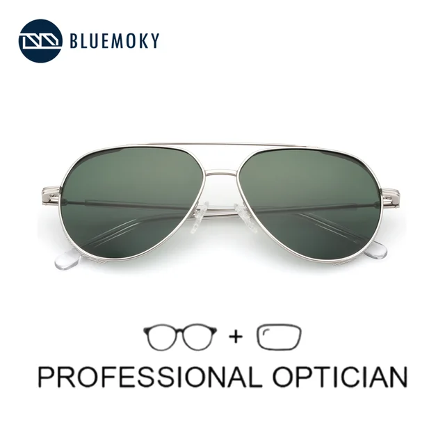 BLUEMOKY XL Size Metal Aviator Prescription Sunglasses for Men UV400 Polarized Myopia/Progressive Optical Sun Glasses 1