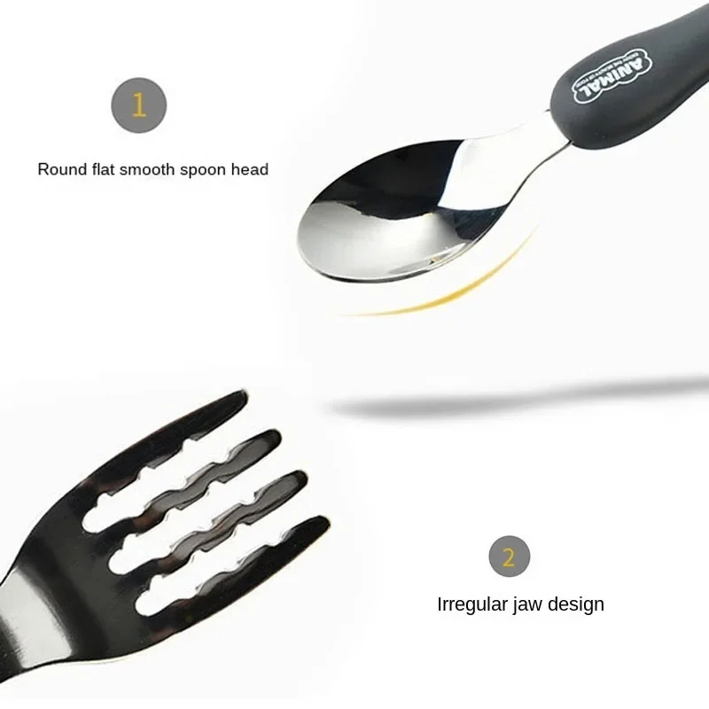 Tableware Cartoon Kids Spoon Fork Set Dessert Spoon for Children Fork Baby Gadgets Feed Kid Children's Cutlery for Kids Boxless 4