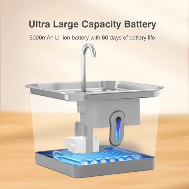 Fontaine à eau intelligente avec radar pour chats, acier inoxydable 4,0 L, batterie 5000mAh sans fil, distributeur d'eau pour animaux de compagnie, accessoires pour chats, touristes 4