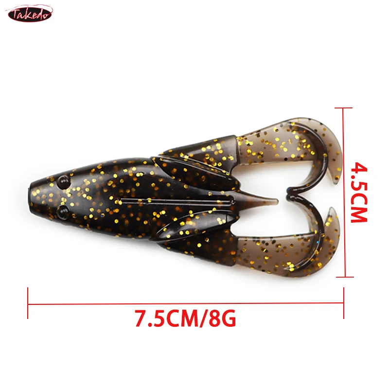 TAKEDO 3PCS/Set 7.5CM 8G TPR Material Frog Fishing Lure Artificial Baits Soft Bait With Sound Bead Wobblers For Snakehead