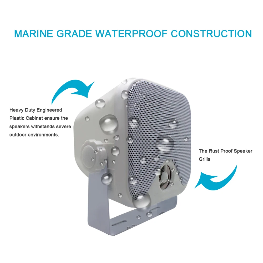 4 Inches Waterproof Marine Speakers 100W Outdoor Boat Speaker For UTV ATV RV SPA Golf Carts Yacht Truck Motorcycle 2Pcs