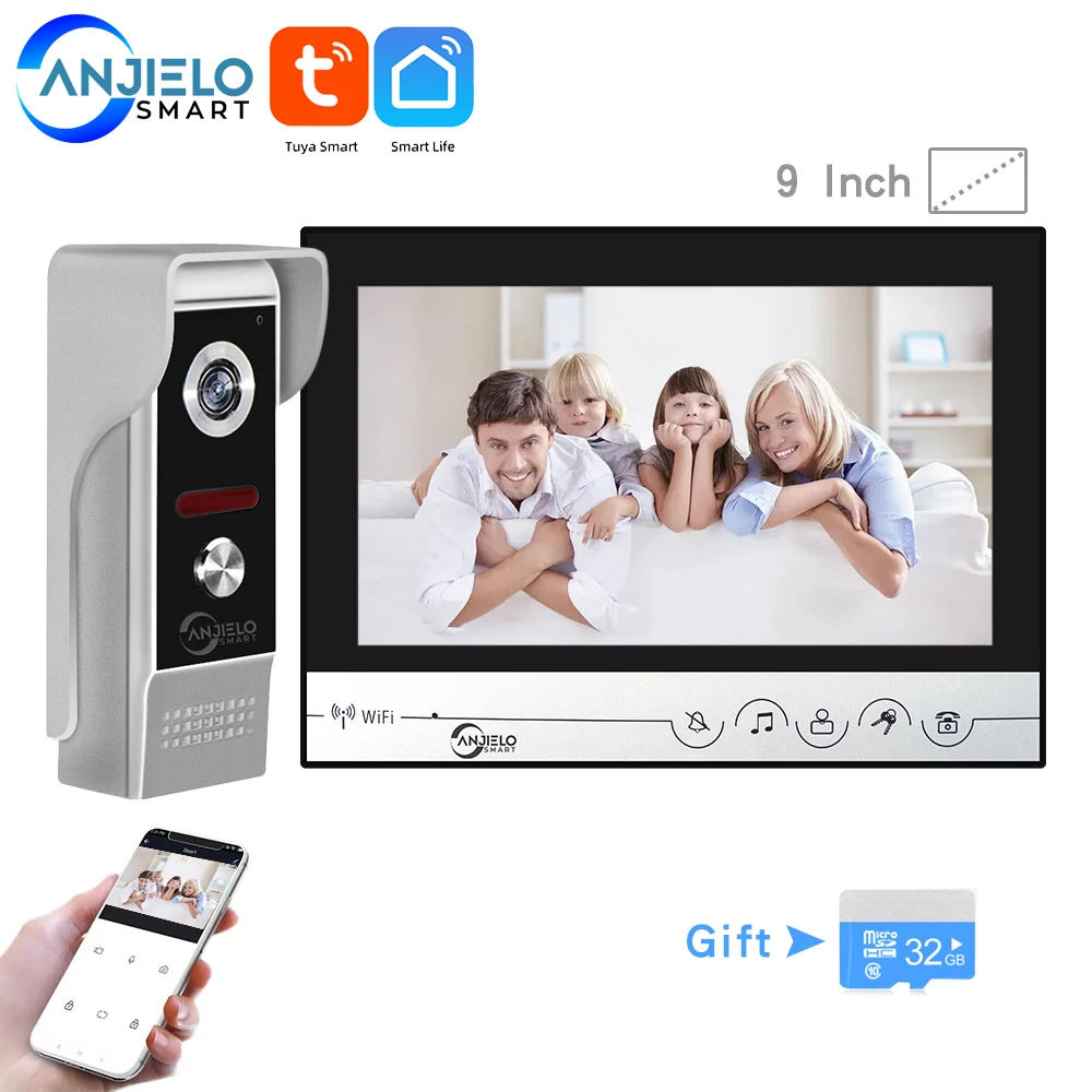 Tanie Anjielosmart 9 Inch Tuya Video Intercom System Smart Home Tuya Video Doorphone Apartment Doorbell
