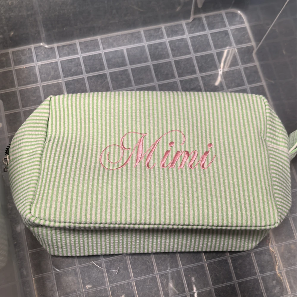 Cosmetic Bag Personalized Name Women's Birthday Gift Travelling Toiletry Bag Cotton Wedding Bride Gift with Embroidered Name