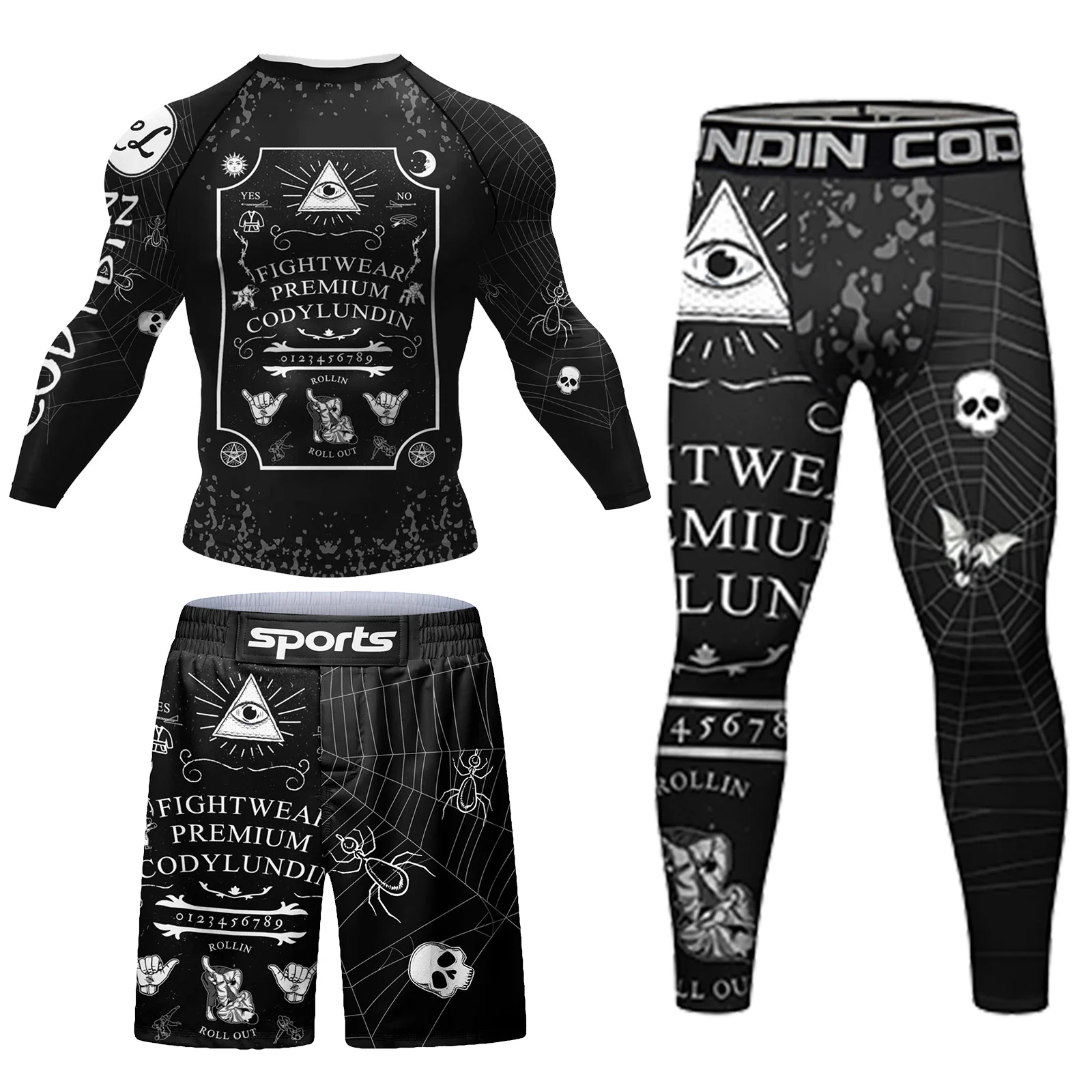 Sports Apparel New MMA Boxing Rashguard T-shirt + Pant Sets Bjj Jiu jitsu Grappling Shorts Sublimation Printing Mma Clothes