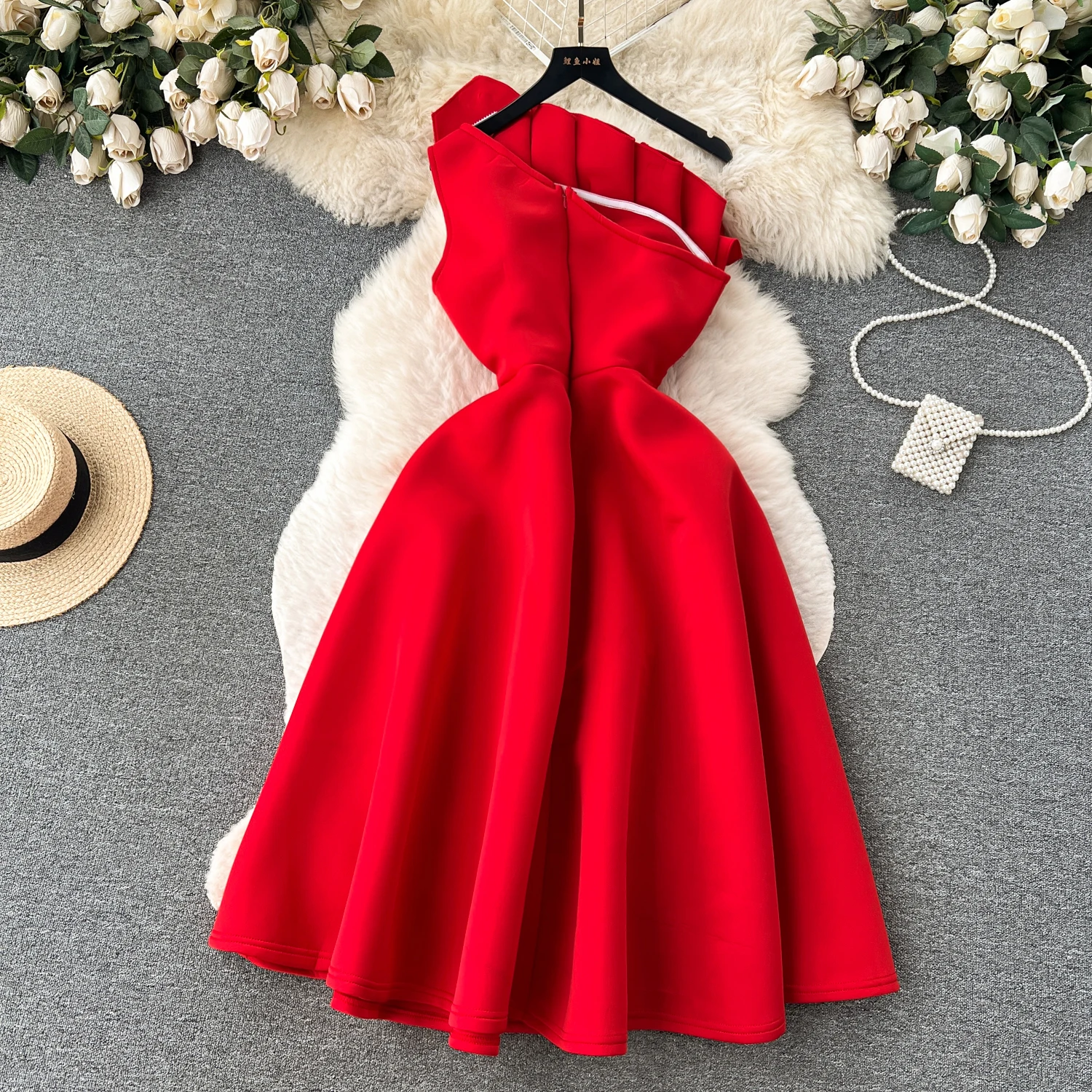F272 Sweet Memory Sexy Strapless Cocktail Dresses Red Green White Women Girl Lady Female Party Dress Birthday A-Line Robe