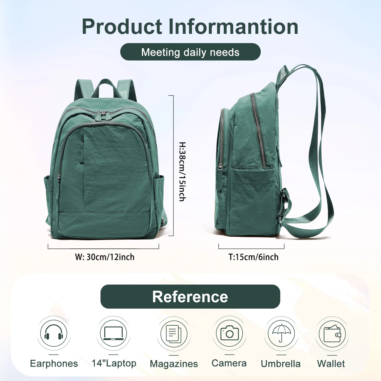 Lightweight Casual Laptop Backpack for Women, School Backpack College Classic Basic Waterproof Backpack for Boys Girls Teenagers
