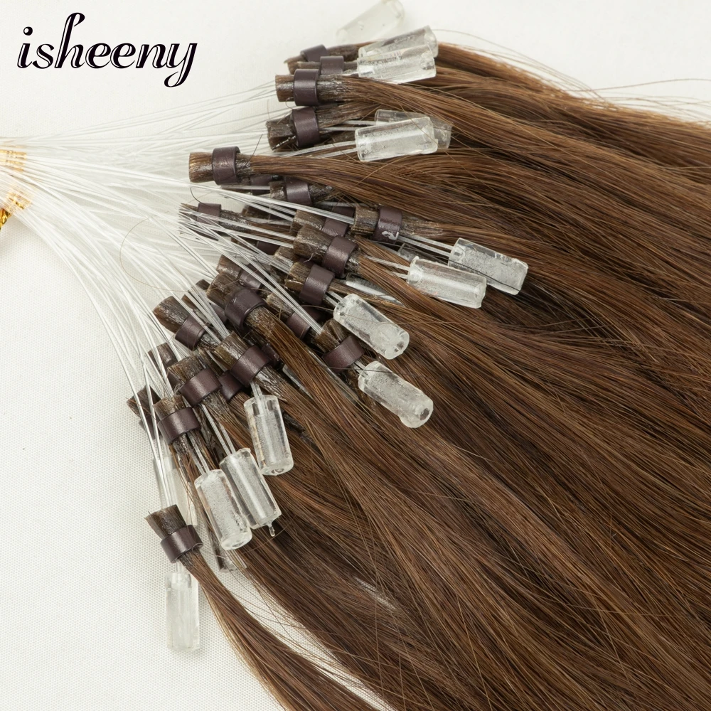 Micro Loop Hair Extensions Human Hair 12" 16" 20" Natural Black Brown Blonde Link 50pcs/pack Micro Beads Extension